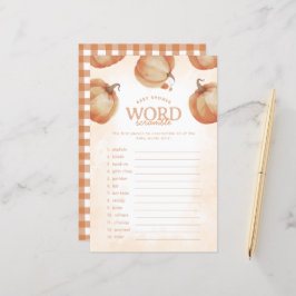 Lámina Fall Pumpkin Baby Shower Word Scramble Game