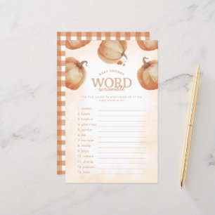 Lámina Fall Pumpkin Baby Shower Word Scramble Game