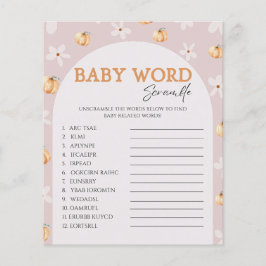 Lámina Fall Pumpkin Daisy Baby Shower Word Scramble Game