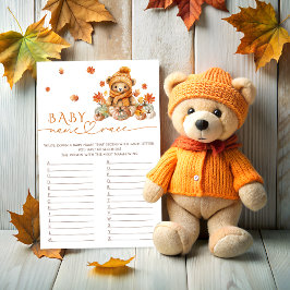 Lámina Fall Teddy Bear Calabaza Nombre Raza Juego de Baby