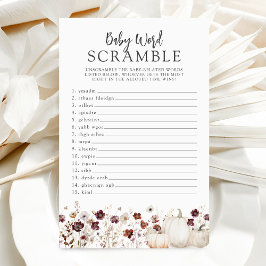 Lámina Fall Wildflower Baby Shower Word Scramble Game