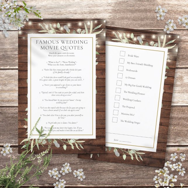 Lámina Famosa película cita juego de ducha de novia (Famous Movie Quotes Bridal Shower Game)