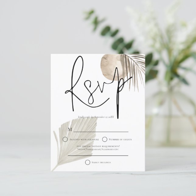 Lámina Fanático del Boho Pampas Boda RSVP (Anverso de pie)