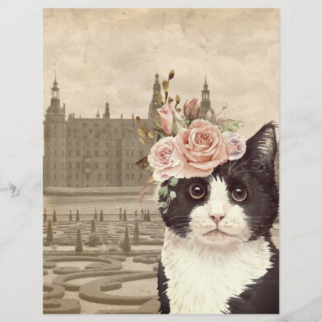 Lámina Fancy Cat & The Castle Scrapbook Paper (Anverso)