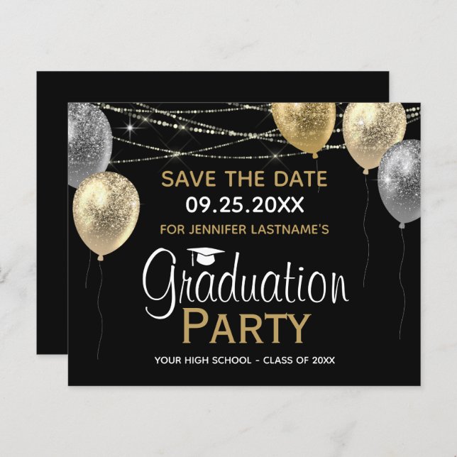 Lámina Fancy Graduation Party Save the Date Invitation (Anverso / Reverso)