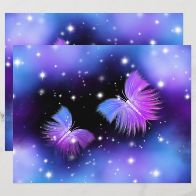 Lámina Fantasía Espacial Mariposas Cosmógenas (Anverso / Reverso)