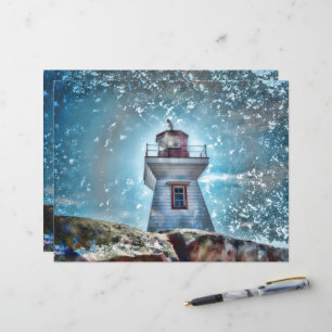 Lámina Faro Océano Azul Náutico Rústico Costero