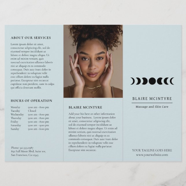 Lámina Fases modernas de la luna azul elegante triple bro (Anverso)