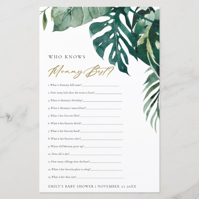 LÁMINA FAUNA TROPICAL MONSTERA QUE CONOCE EL MEJOR JUEGO  (Anverso)