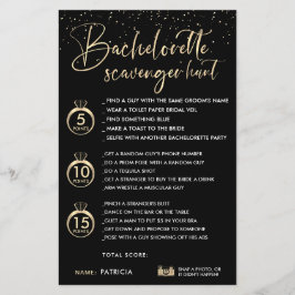 Lámina Faux Gold Black Bachelorette Scavenger Hunt Game