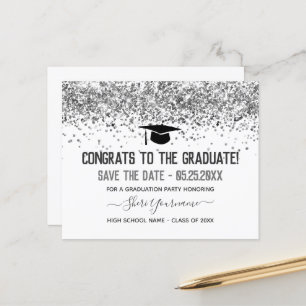 Lámina Faux Purpurina Graduation Party Save the Date