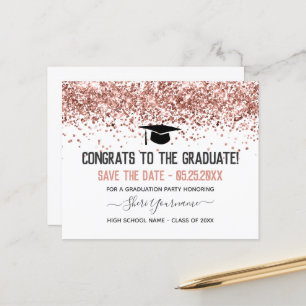 Lámina Faux Purpurina Graduation Party Save the Date Invi