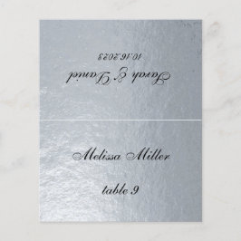 Lámina Faux Silver Boda Place Card Printed Guest Name