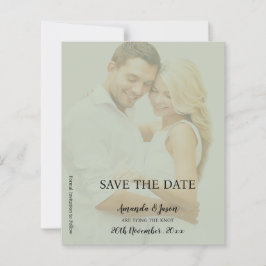 Lámina Faux Vellum verde sabio Boda de foto Save the Date