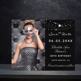 Lámina Fecha de cumpleaños de foto de plata negra presupu