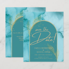 Lámina FECHA DE GUARDA DEL Boda Verde azulado Turquesa