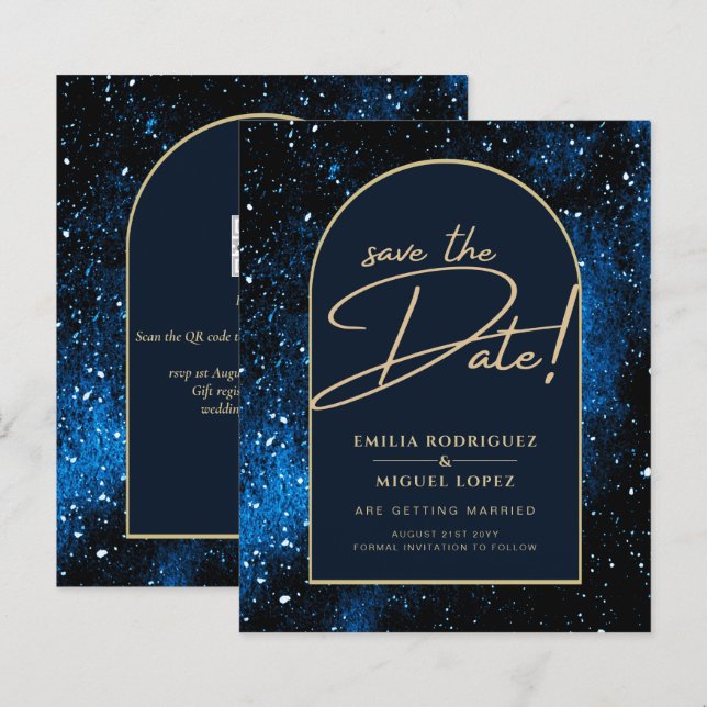 Lámina FECHA DE SALVACIÓN DEL Boda Galaxy Starry Night Bl (Anverso / Reverso)