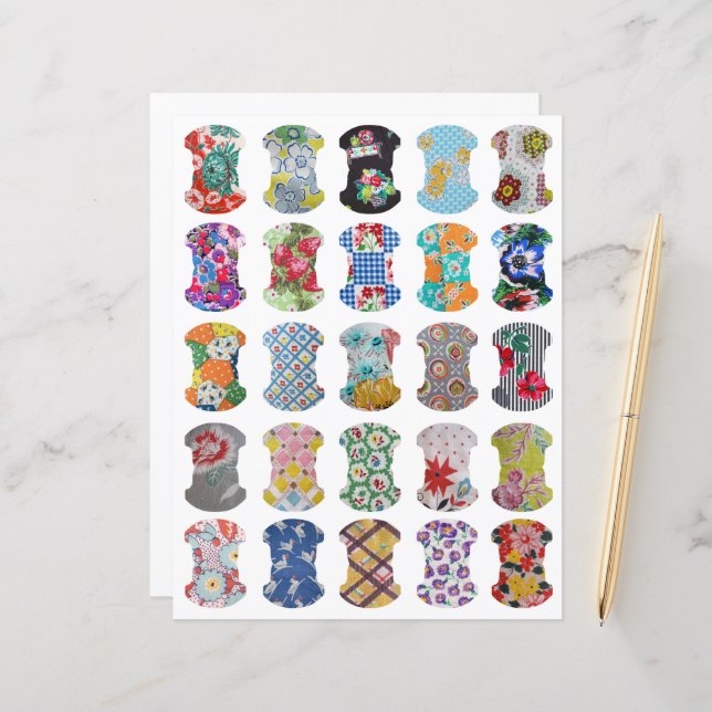 Lámina Feed Sack Whale Tail Journal Tabs Clipart Sheet (Anverso/Reverso In Situ)