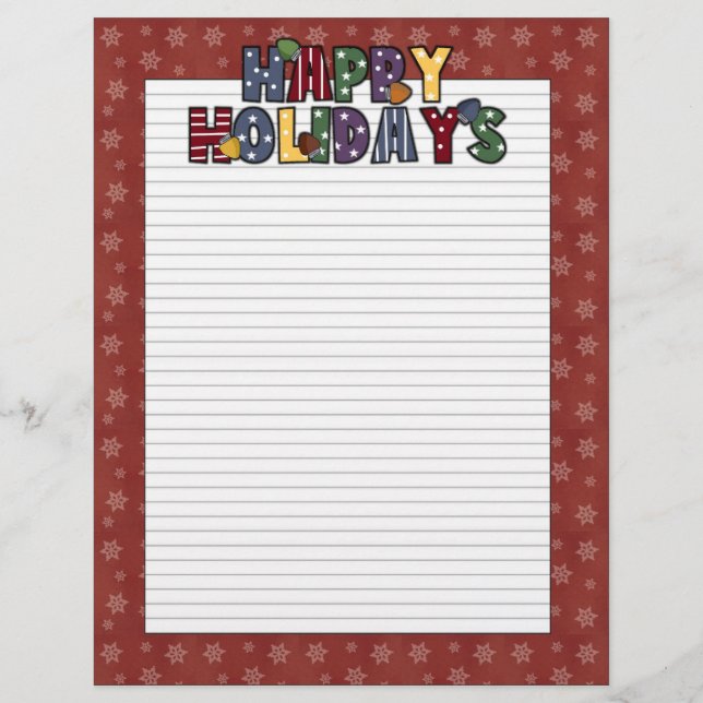 Lámina Felices fiestas Navidades Stationery Letterhead (Anverso)