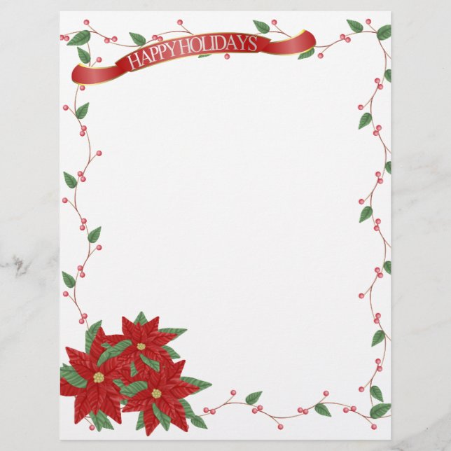 Lámina Felices fiestas Poinsettia Letterhead (Anverso)