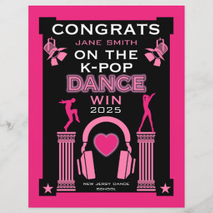 Lámina Felicidades al ganador del concurso de baile K-Pop