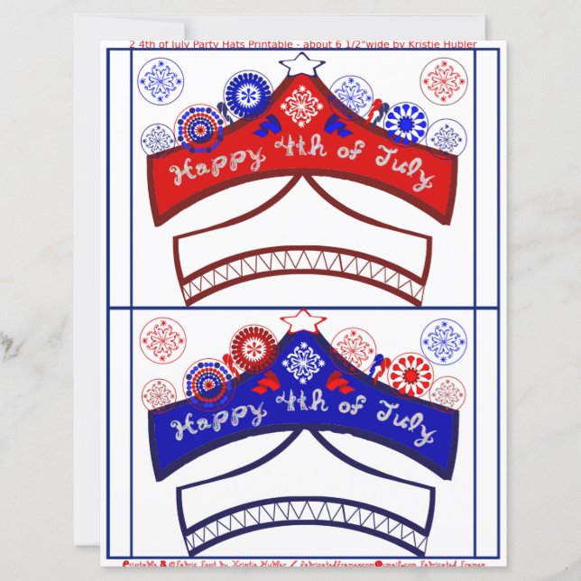 Lámina Feliz 4 de julio a los Gorras de los Fiestas rojos (Anverso)