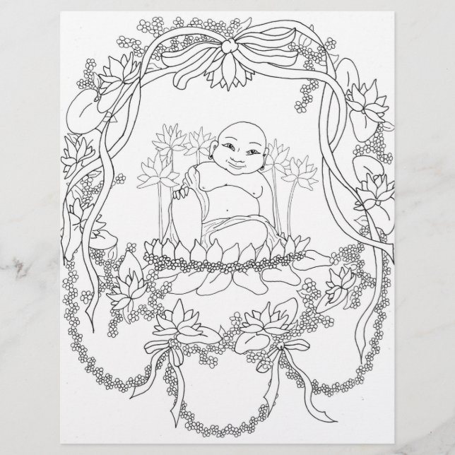 Lámina Feliz Buda con Lotus (Anverso)