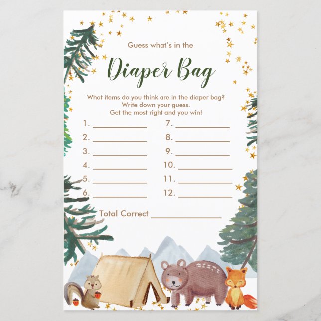 Lámina Feliz Camper adivina qué hay en la bolsa de pañale (Anverso)