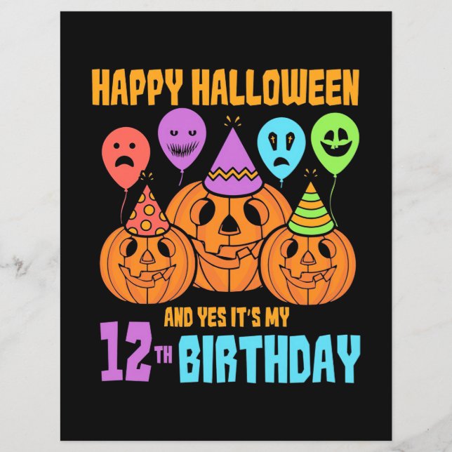 Lámina Feliz cumpleaños 12 de Halloween (Anverso)