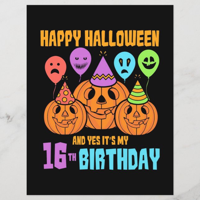 Lámina Feliz cumpleaños 16 de Halloween (Anverso)