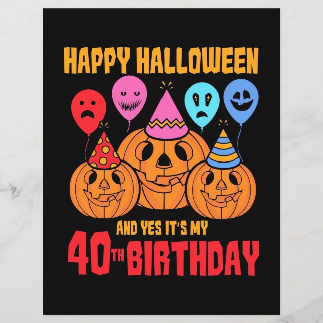 Lámina Feliz cumpleaños 40 de Halloween (Anverso)