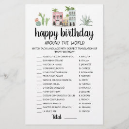 Lámina Feliz cumpleaños alrededor del juego editable Worl