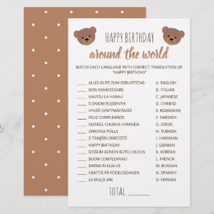 Lámina Feliz Cumpleaños alrededor del mundo Juego Osito d