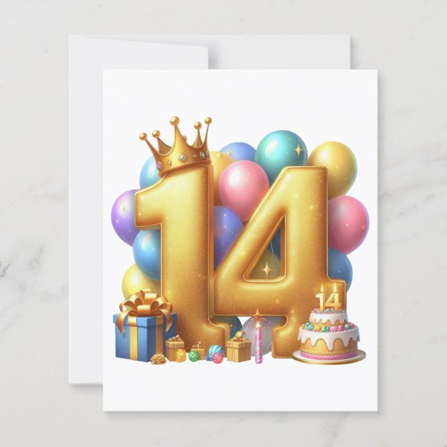 Lámina Feliz cumpleaños dorado 14 (Anverso)