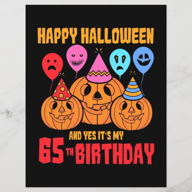 Lámina Feliz cumpleaños número 65 de Halloween (Anverso)