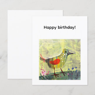 Lámina Feliz cumpleaños, pajarito lindo, arte contemporán