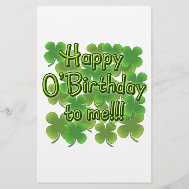 Lámina Feliz cumpleaños para mí con Shamrock (Anverso)
