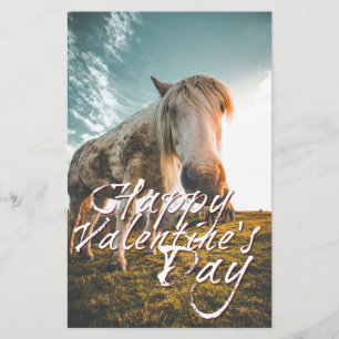 Lámina Feliz día de San Valentín con caballo mirando