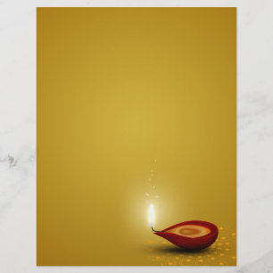 Lámina Feliz Diwali Diya - Papelería de Carta con membret