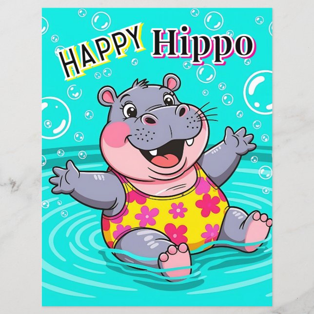 Lámina Feliz Hippo | El arte de la guardería de una Perso (Anverso)