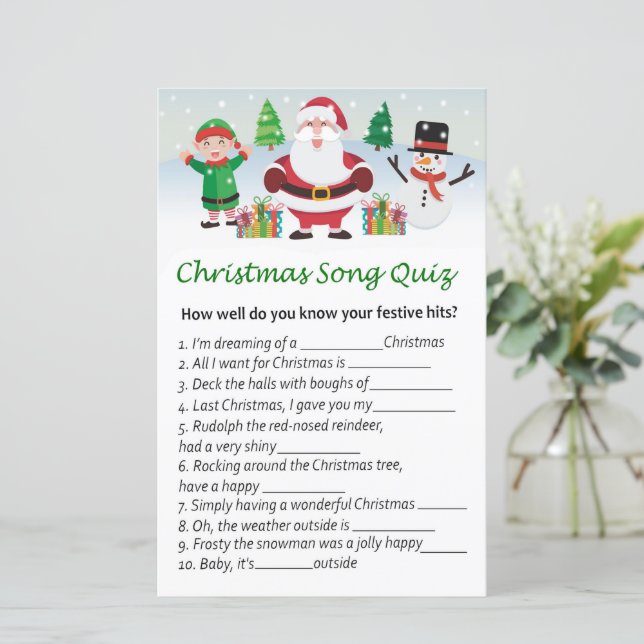 Lámina Feliz juego de preguntas y respuestas de los navid (Anverso de pie)