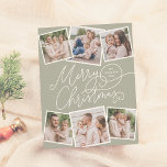 Lámina Feliz Navidad Sabio Verde 6 fotos presupuesto<br><div class="desc">¡Difundan alegría por las vacaciones con esta encantadora tarjeta de fotos de Navidades verdes de sabios! El frente presenta "Feliz Navidad" en una divertida caligrafía escrita a mano, con el nombre de tu familia y el año escondido en uno de los florecientes. Añade un toque personal con seis fotos personalizados...</div>