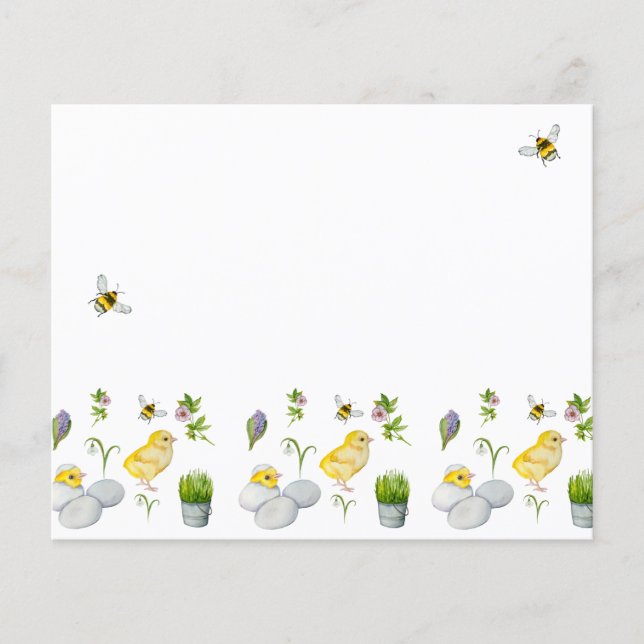 Lámina Feliz polluelo de Pascua y flores de primavera (Anverso)