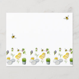 Lámina Feliz polluelo de Pascua y flores de primavera