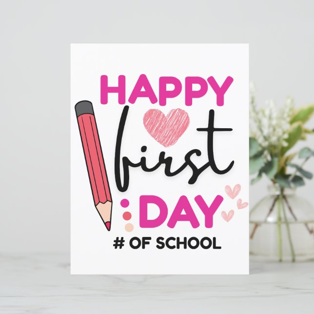 Lámina Feliz primer día de clases, corazones íntimos (Anverso de pie)