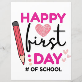 Lámina Feliz primer día de clases, corazones íntimos