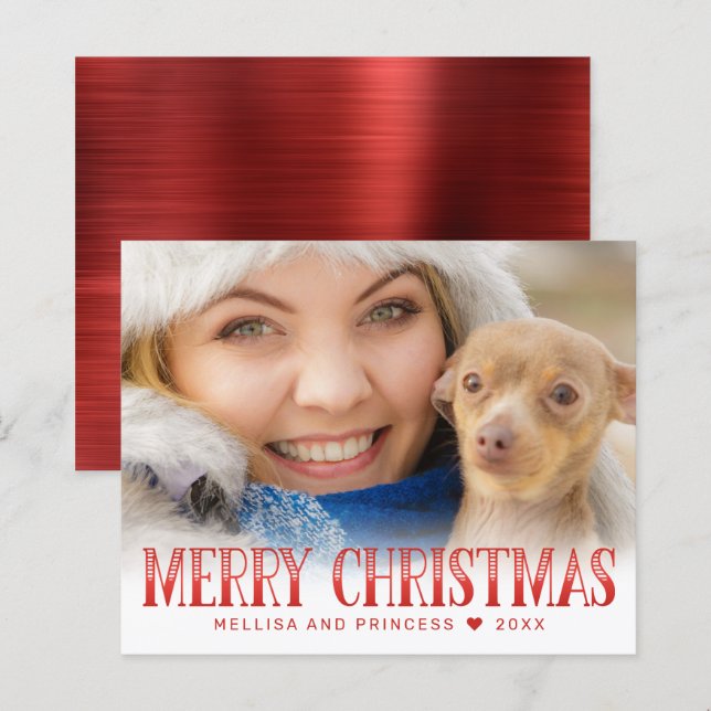 Lámina Feriado de fotos de navidad roja (Anverso / Reverso)