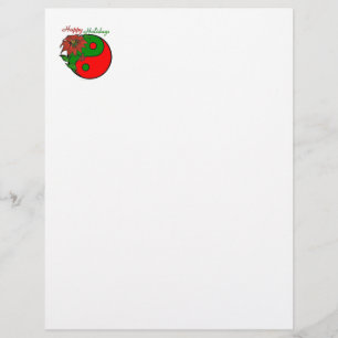Lámina Festividad Yin Yang Poinsettia Verde Rojo