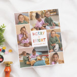 Lámina Festividades para Navidades fotográficos con presu<br><div class="desc">Captura la magia de la temporada navideña con este diseño de la tarjeta de presupuesto de fotos navideñas para Navidades "Merry & Bright". Este diseño festivo y alegre muestra seis fotos personalizados, dispuestas en un divertido collage. En el centro, entre las fotos, se lee "Feliz Brillante" en tipografía linda y...</div>