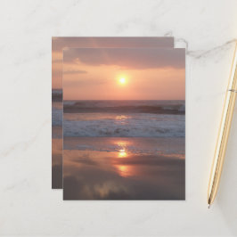 Lámina Feuille de papier Coucher de soleil rose